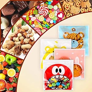 AOI 300 stuks koekjeszakjes, kunststof, transparant, met plakstrip voor snoep, opslag jam voor verjaardagsfeest, doop…