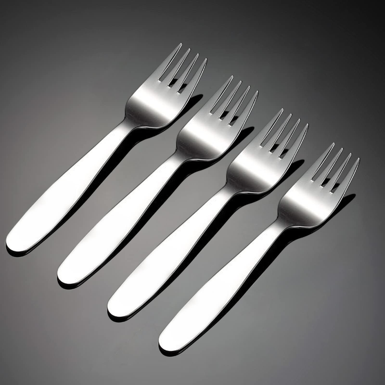 VANRA Set di 4 forchette da tavola per bambini in acciaio inox 18/8, di alta qualità, per casa e scuola (4 forchette, 14,8 cm)