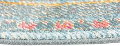 Miniatura 23 de Unique Loom Baracoa Collection - Alfombra malecón (5 pies 5 pulgadas, redonda, azul claronaranja)