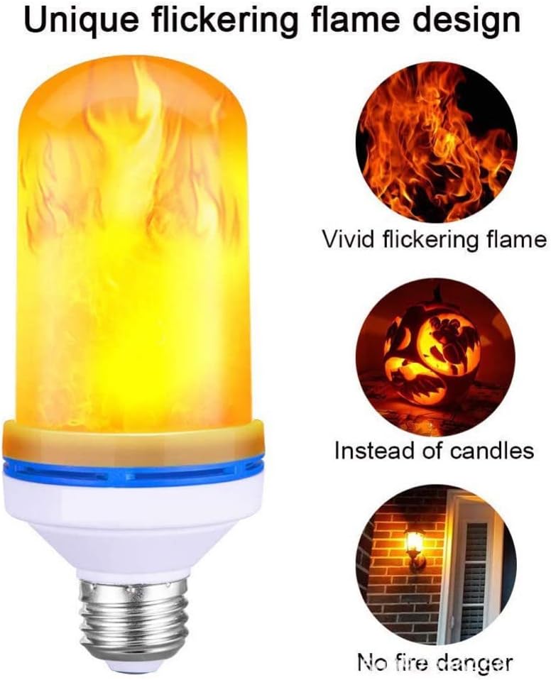 4-Pack [Upgraded] LED Flame Light Bulb, Flickering Light Bulbs with Upside Down Effect, E26/E27 Base Flame Bulb for Holiday ,Party, Indoor and Outdoor Home Decoration (Pink)