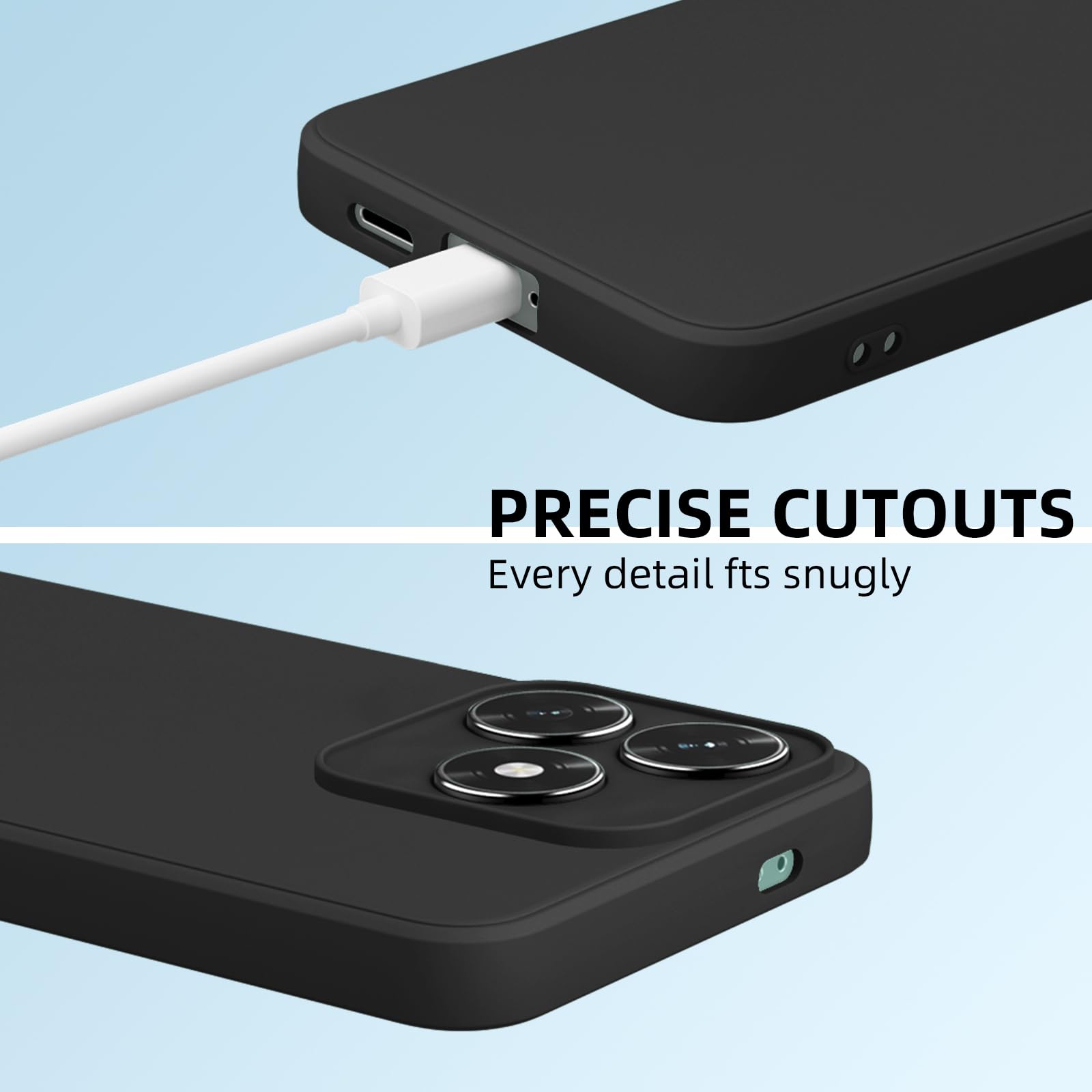 ZhuoFan Cover Compatibile con HONOR X5c Plus con 2 Pezzi Pellicola Vetro Temperato, Gomma Gel di Silicone Liquida Antiurto Anti-Scratch Custodia - Nero