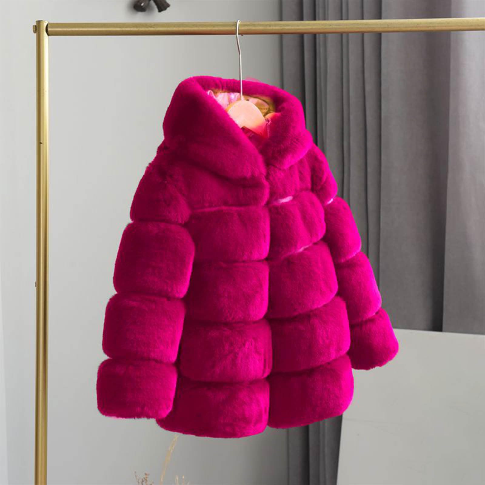 Chaqueta de Lana Coral Collar Abrigos de Niñas Invierno Chaquetas Otoño Invierno Transiciones Estaciones Abrigo Cálido con Capucha Abrigos Bebé Niños Jacket Chaqueta con Capucha de Lana