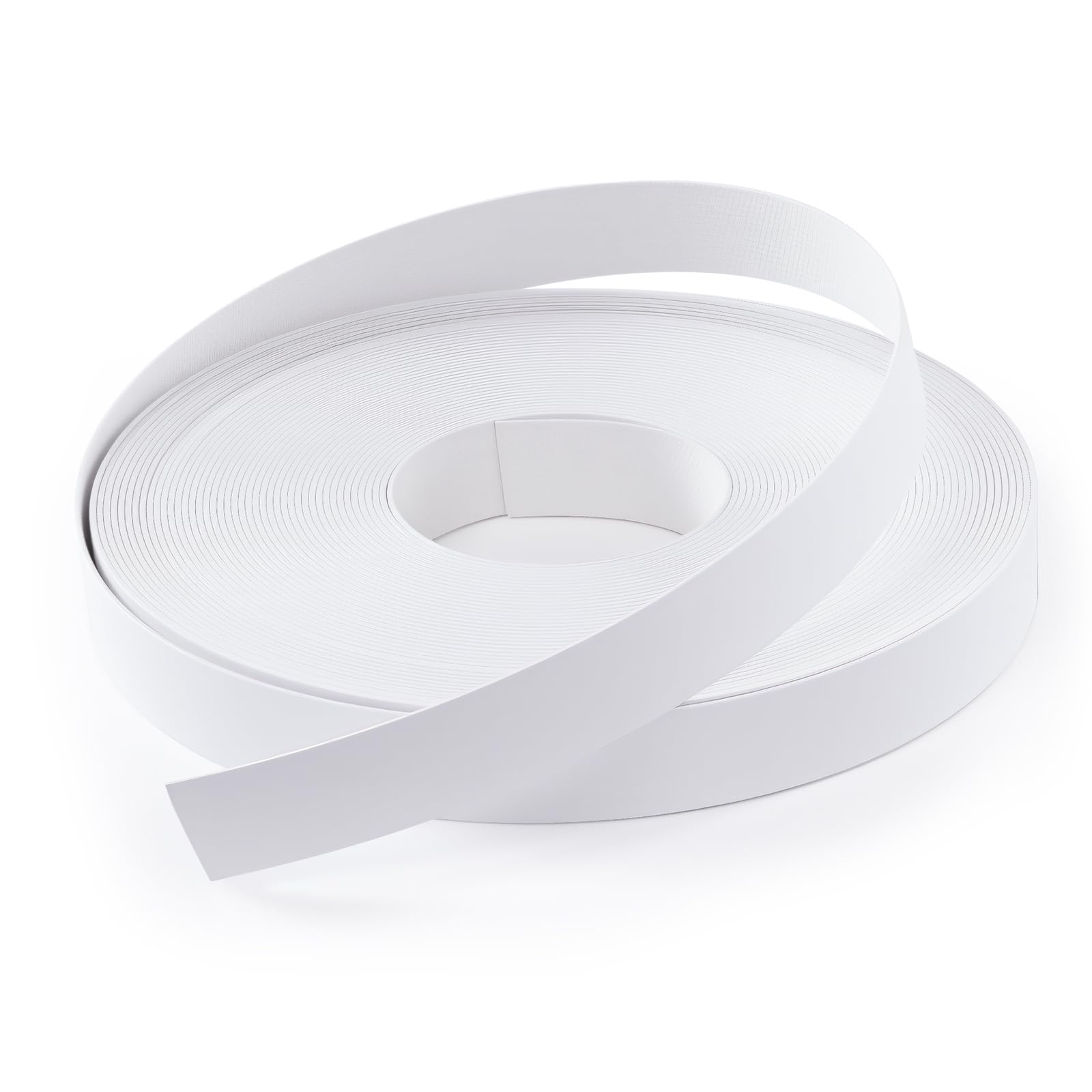 FAKILO PVC Edge Banding 3/4 inch x 50 ft Veneer Edge Banding White with Hot Melt Adhesive Pre - glued Iron on Edging Tape Trim for Cabinet Plywood