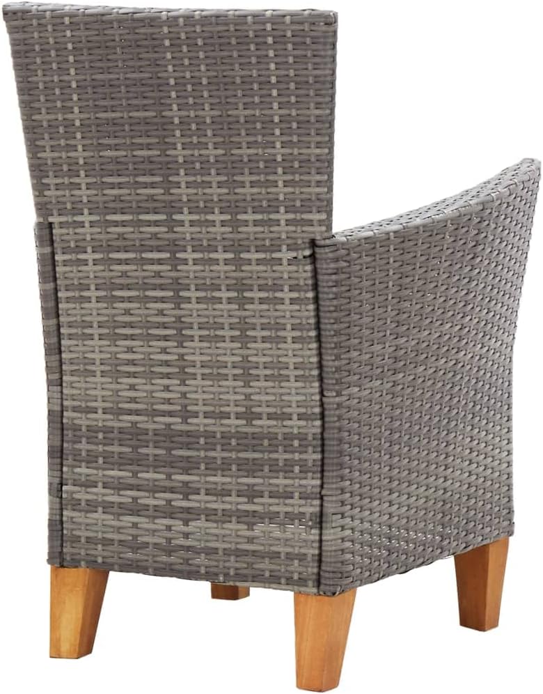 Patio Chairs 2 pcs with Cushions,Outdoor Couch,Outdoor Patio Furniture,Outdoor Dining Chairs,Armchair,Kitchen Chairs,Bistro Set,Lounge Chairs,for Patio,Garden, Poly Rattan Gray