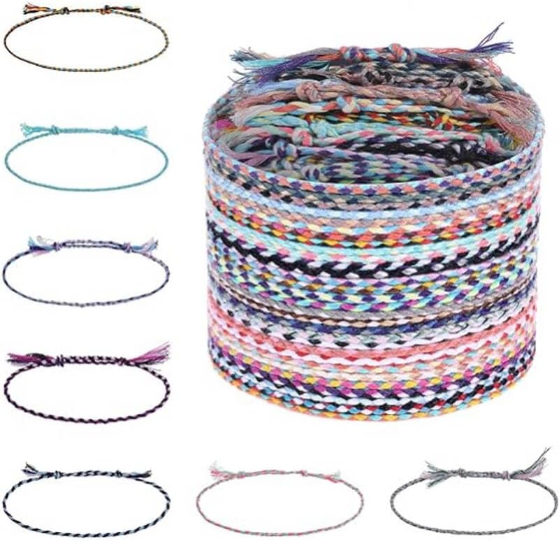 30PCS Colorful Handmade Braided Friendship Bracelets, Adjustable Woven Wraps for Women and Men, Perfect Matching Accessories for Adults