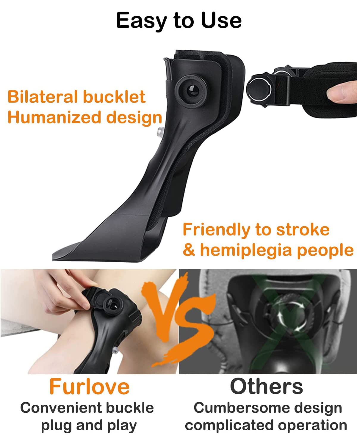Soporte de órtesis de pie y Tobillo para hemiplejía, accidente cerebrovascular y Asistencia para Caminar - Soporte de caída de pie AFO con Bolsa de Aire Inflable,Estabilizador de pie,Left,S