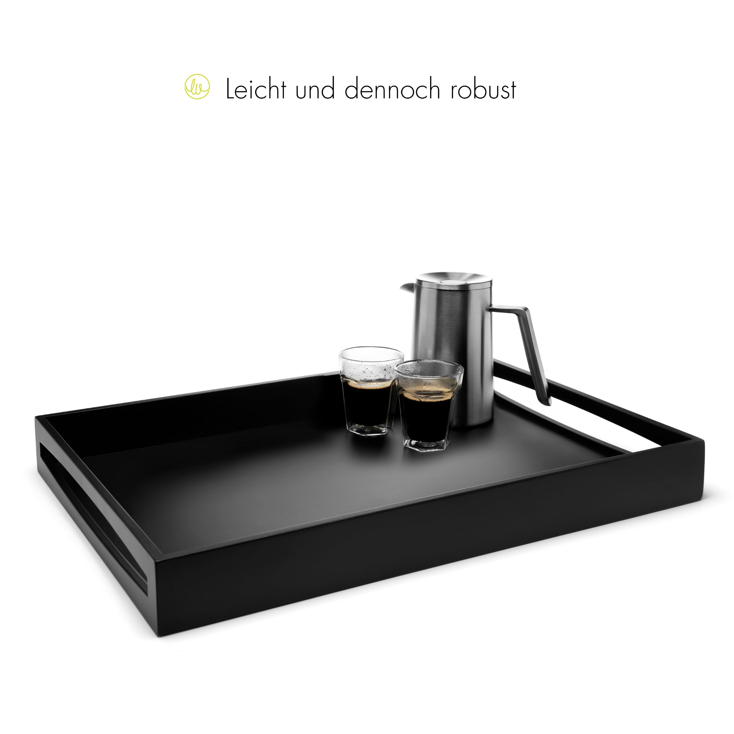 Leopold Vienna Serviertablett, Holztablett, 55 x 40 x 6 cm, Schwarz