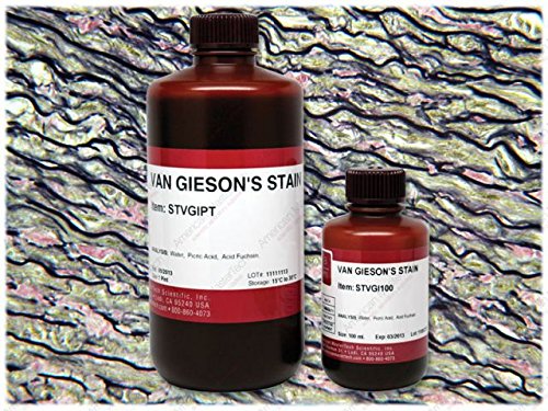Van Gieson's Stain, Water Based, Red, 16 Fluid Ounces, 1 Pint