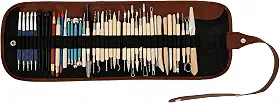 Kit de ferramentas de argila com 43 peças, inclui bolsa de armazenamento, ferramentas de argila, lâmina de metal com resistência à corrosão, design de detalhe frente e verso, modelagem de escultura