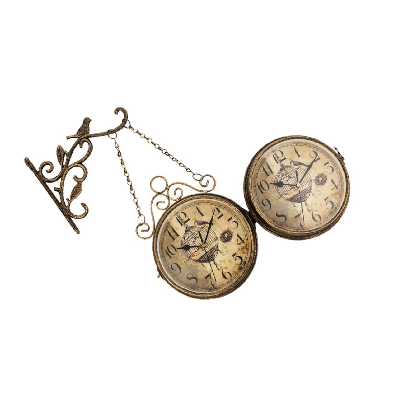 Horloge murale double-face vintage en fer et verre pour chambre