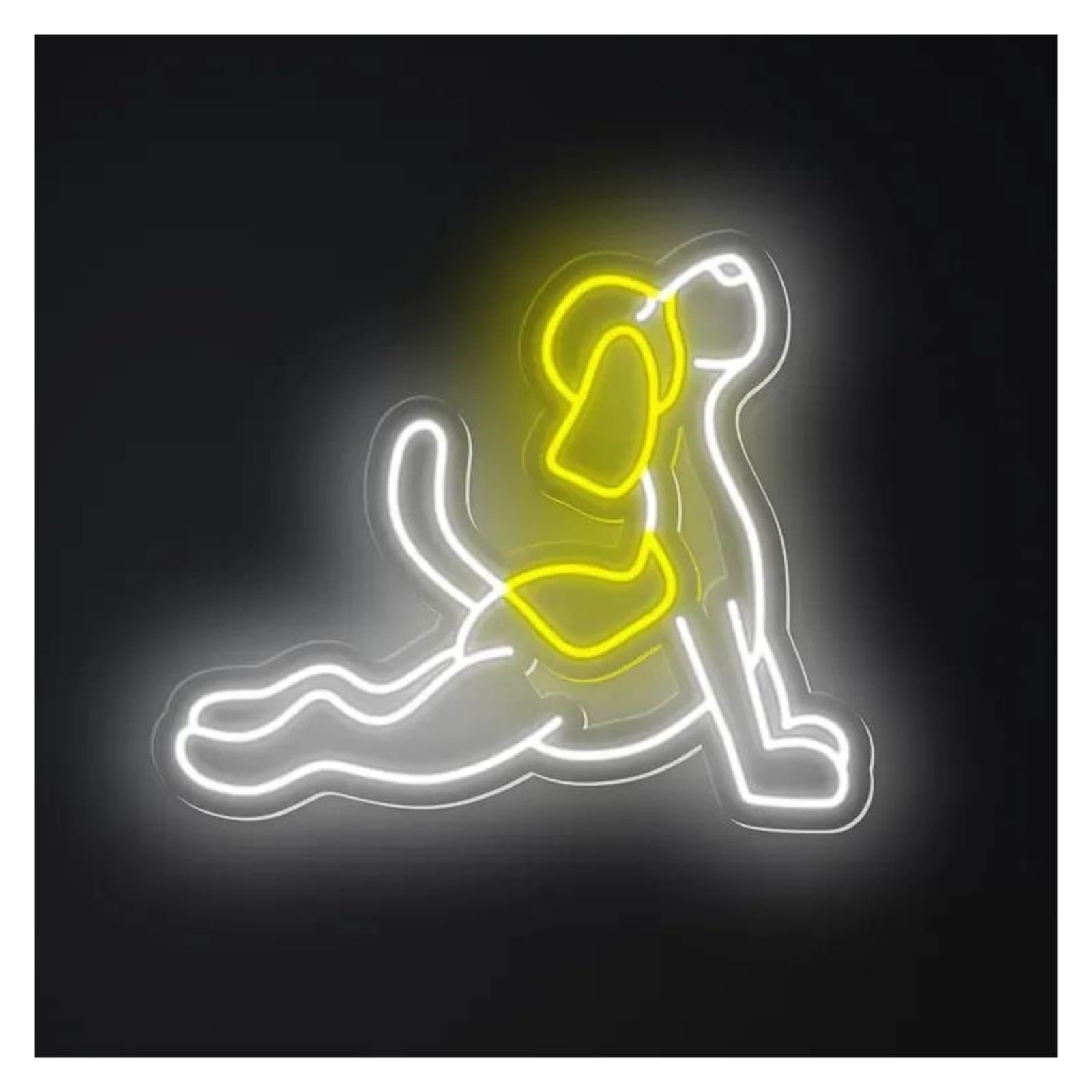 SHOUXI Sign Lamp Yoga Dog Neon Sign Cut Animal Light Dimmable USB Powered for Yoga Studio Office Gym Store Wall Decor 40cm(C)