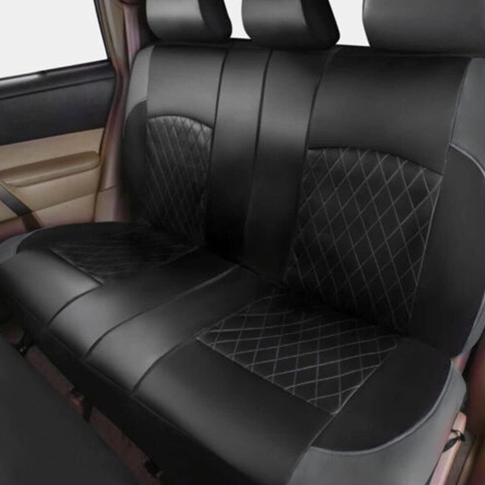 Auto Sitzbezüge Sets für Toyota Yaris (2005-2010) Toyota Yaris (2005-2010),PU Leder Autositzbezüge Vordersitze Rückbank Wasserdicht Allwetter Wasserdicht Innenraum Zubehör,D/Grey