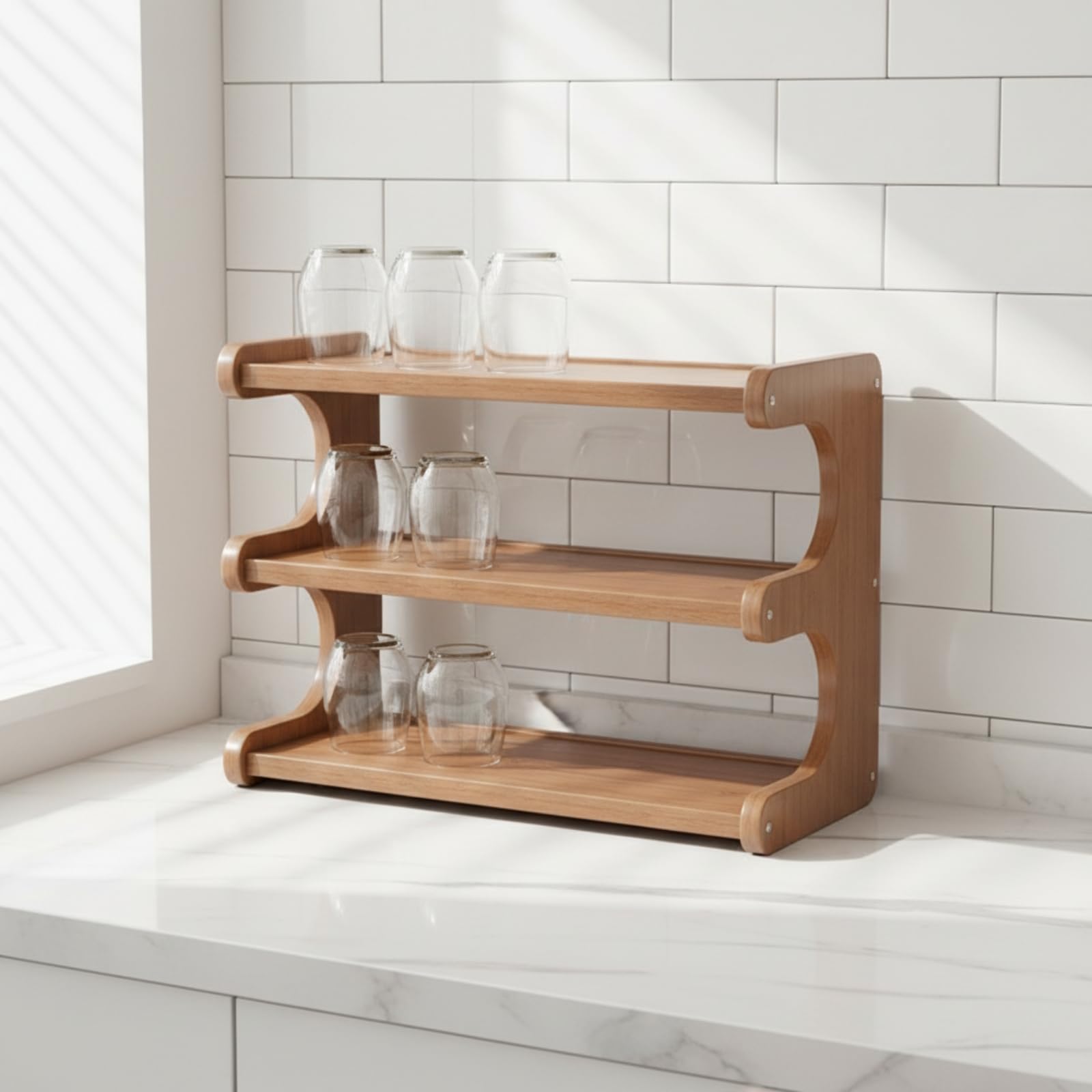rockible Organizador Escritorio con Abiertos Compacto Rack Escritorio Ahorra Espacio para Cocina, 2 Niveles 50cm