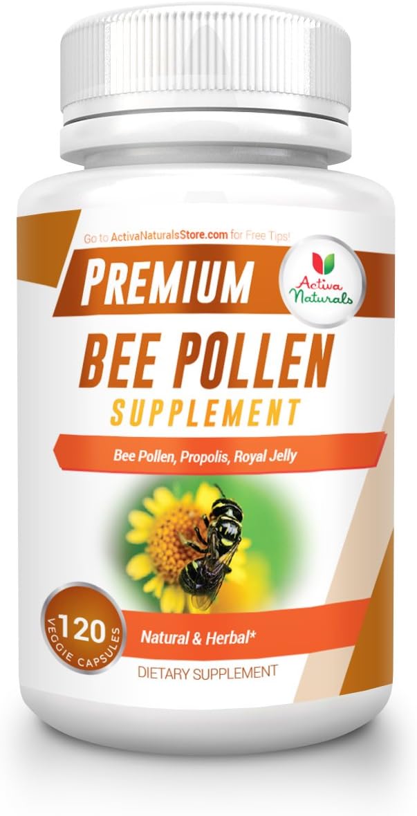 Bee Pollen Supplement with Royal Jelly & Propolis - 120 Vegetarian Capsules