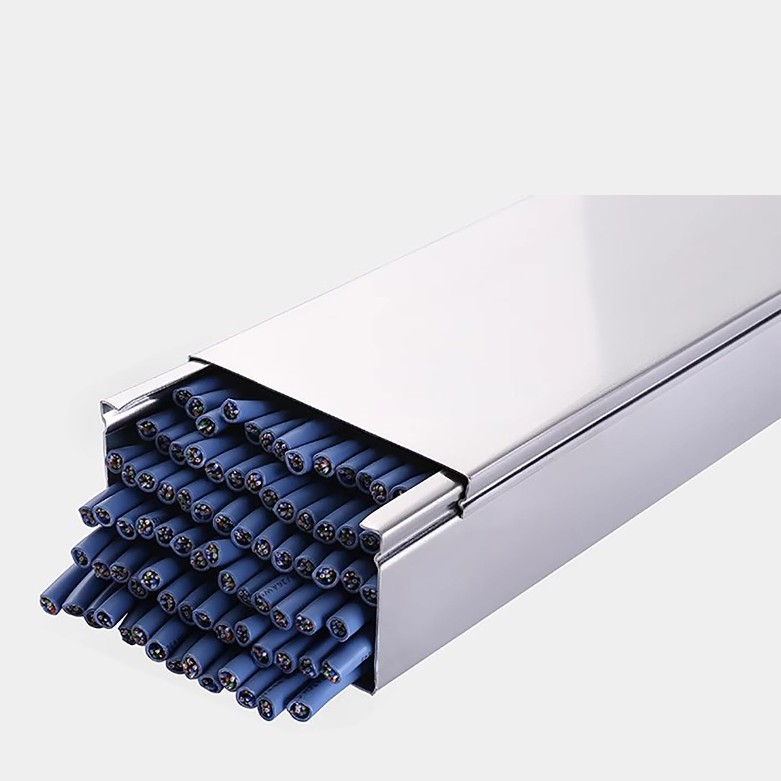 Hdyzjq One Color Cable Trunking Cable Channels To Hide Wires, Stainless Steels Cable Trunking Raceway For Office/Warehouses/Workshop, Wall Floor Ethernet Wire Concealer(Wxh-80X40mm)