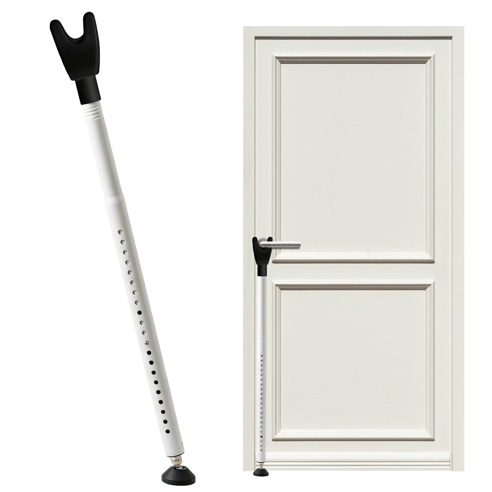 Door Security Bars, Heavy Duty Door Security Bar, Adjustable Door Jammer Security Bar for Home, Apartment, Hotel Safety, White
