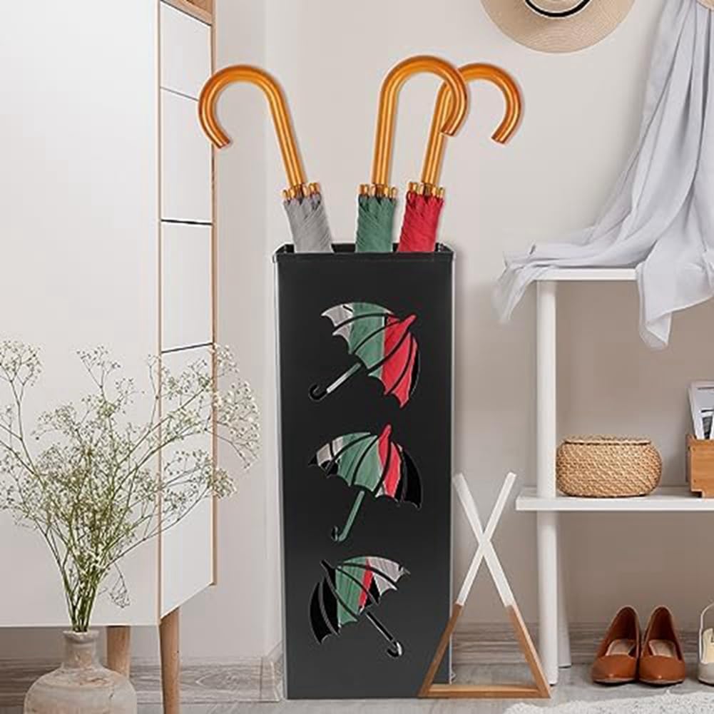 Portaombrelli Portaombrelli Quadrato in Metallo Design per Esterni Portaombrelli per Ingresso Casa Ufficio Hotel in Stile Moderno con Portaombrelli Rimovibile con Scultura Antiruggine
