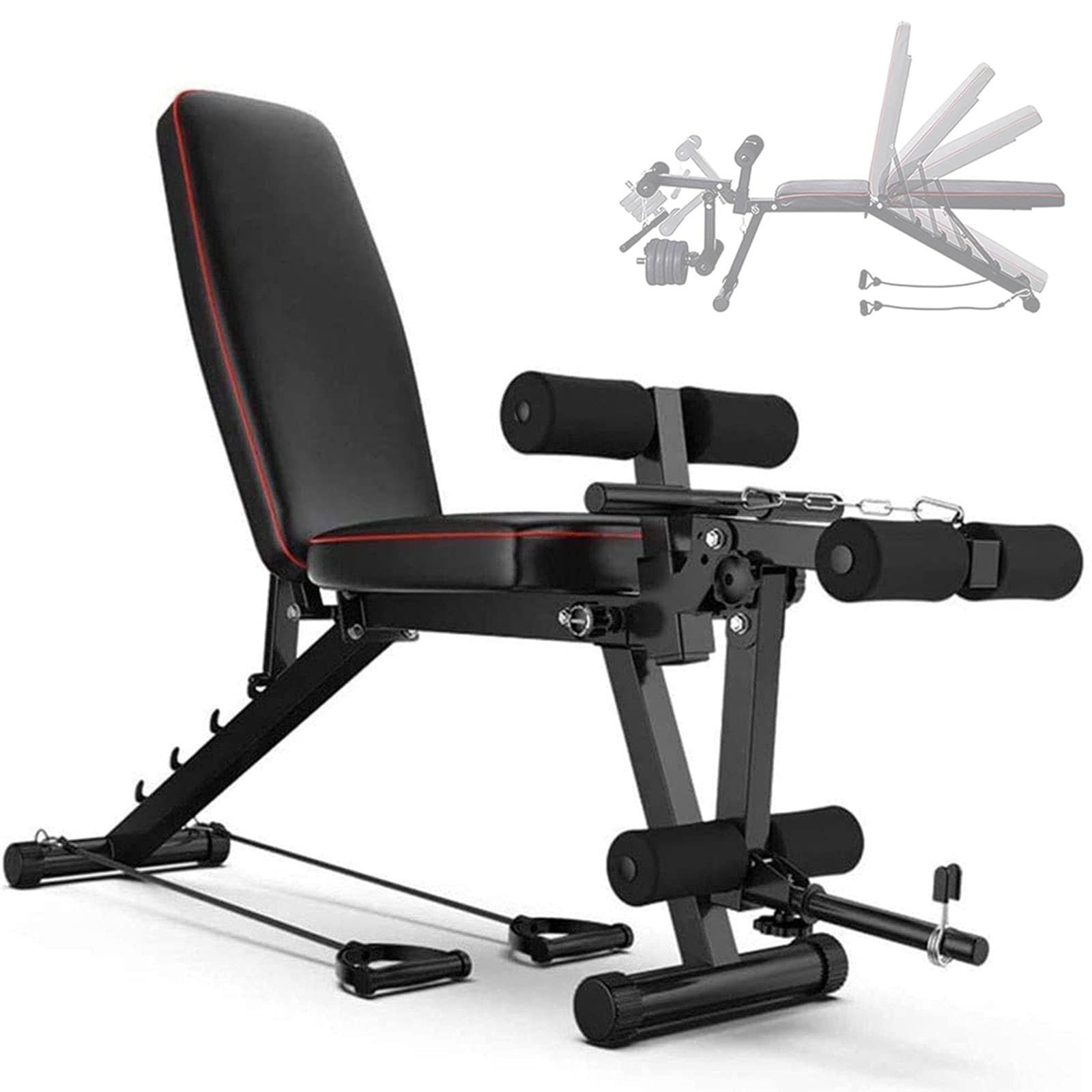 Banco de Musculación Ajustable y Plegable para Pesas y Mancuernas, Banco de Pesas Multifunción Gimnasio Casa Regulable Abdominales Entrena cuerpo completo Resistente estable Gym en casa
