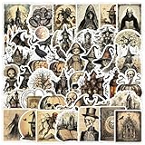 レトロハロウィンステッカー50枚、ノートパソコン、ウォーターボトル、コンピューター、冷蔵庫、荷物、携帯電話ケース、自転車、ティーン用ステッカー (ハロウィン)