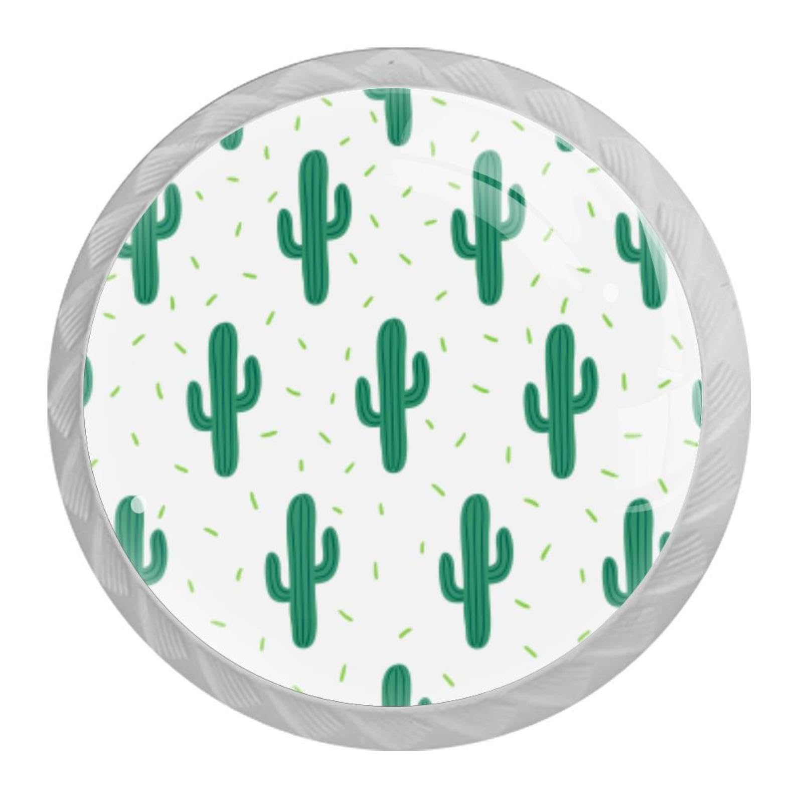 Tqmspg Multi14 4 Pieces Drawer Pulls Cactus Pattern Door Knobs Dresser Handles For Kitchen Wardrobe Cupboard Hardware Furniture