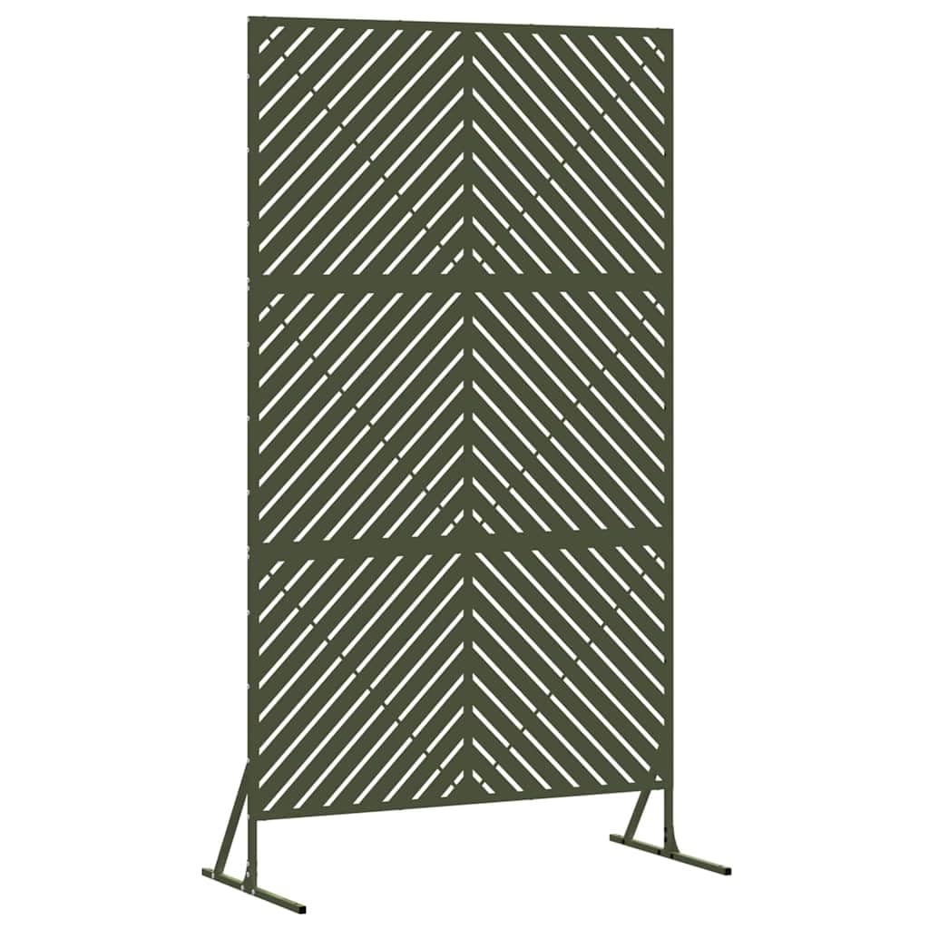 Outdoor Steel Privacy Screen Olive 100 x 50 x 180 cm Modern Garden Fence Panel for Terrace Balcony Windbreak Shielding
