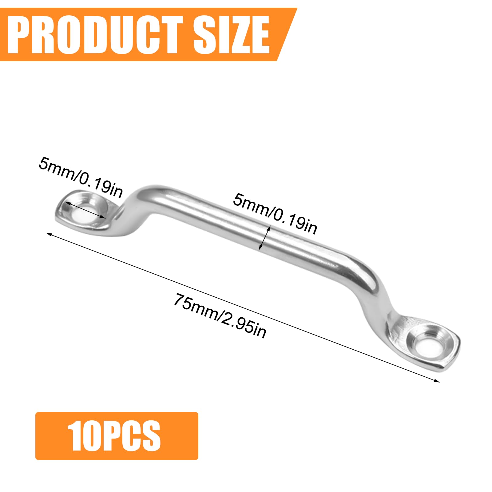 10 Stück Boot Top Pad Eye, Kajak Riemenkrampen Befestigungshaken, Augplatte Edelstahl, Deck Loop Tie Down zum Halten, Marine Hardware Decksplatte Augplatten für Kajak, Kanu Takelagebefestigung