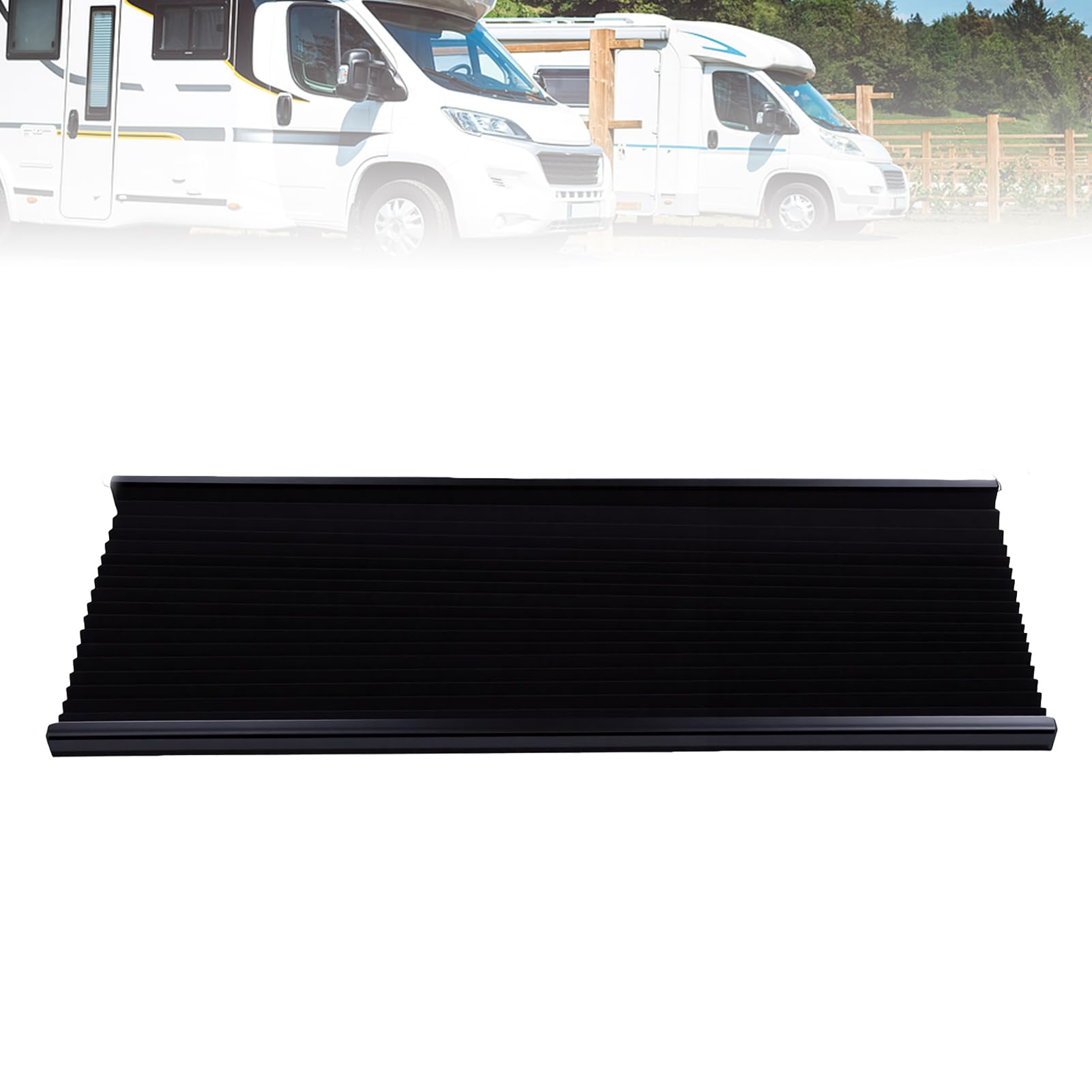 Parasol Arrugado para RV, Protector Solar Negro 38 X 24 Pulgadas, for Autocaravana