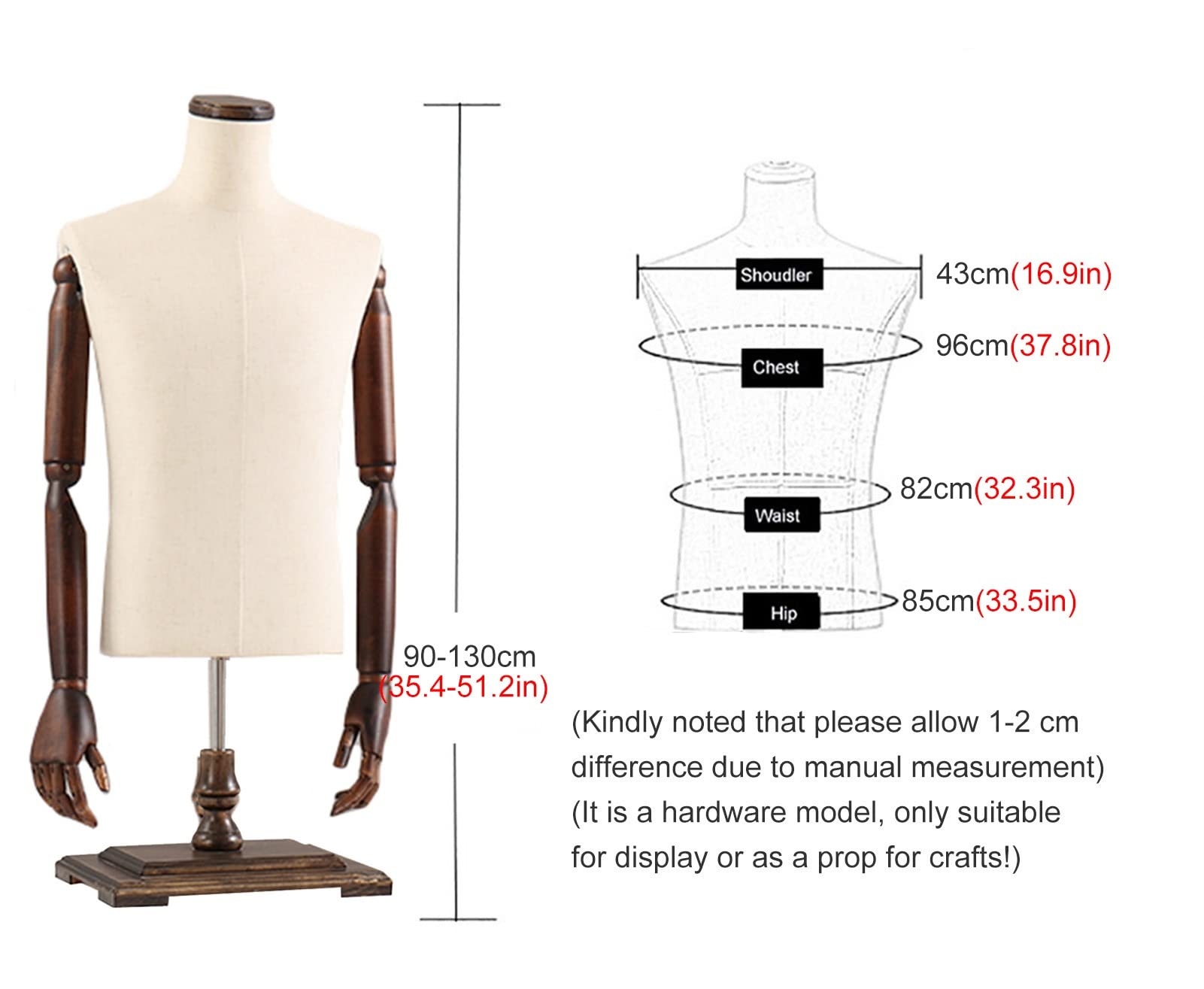 Amazon.co.jp: 木製ベース付きデスクトップ男性ハーフマネキントルソー