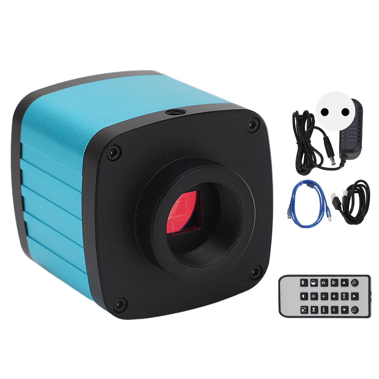Fafeicy 48 MP HD Industrie-Mikroskopkamera, 1080P, 60 FPS, USB-Ausgang, 5-facher Digitalzoom mit 16 Kreuzlinien für PCB-Lötreparaturen (EU-Stecker)