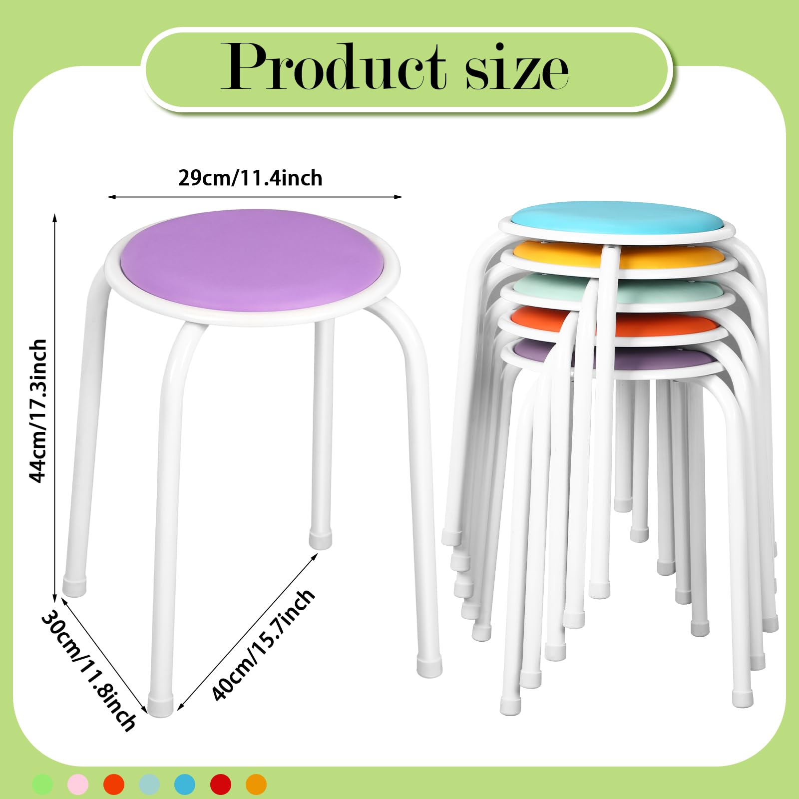 Round Stools Stackable Stackable Stools With Padding 6-Pack Stackable Metal Stools With Padded ...