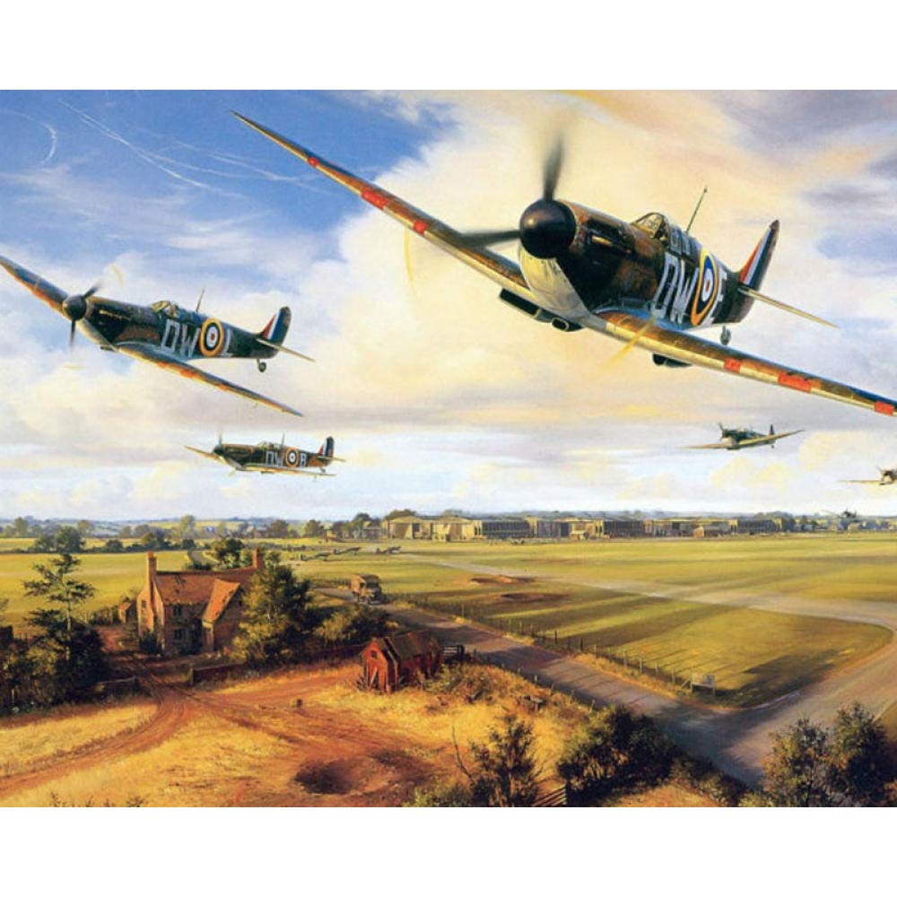 DIY 5d Diamond Painting War Military Kits for Adults Round Full Drill Fighter Bomber in War Embroidery Mosaic Picture Home Wall Decor Gift@40x50cm