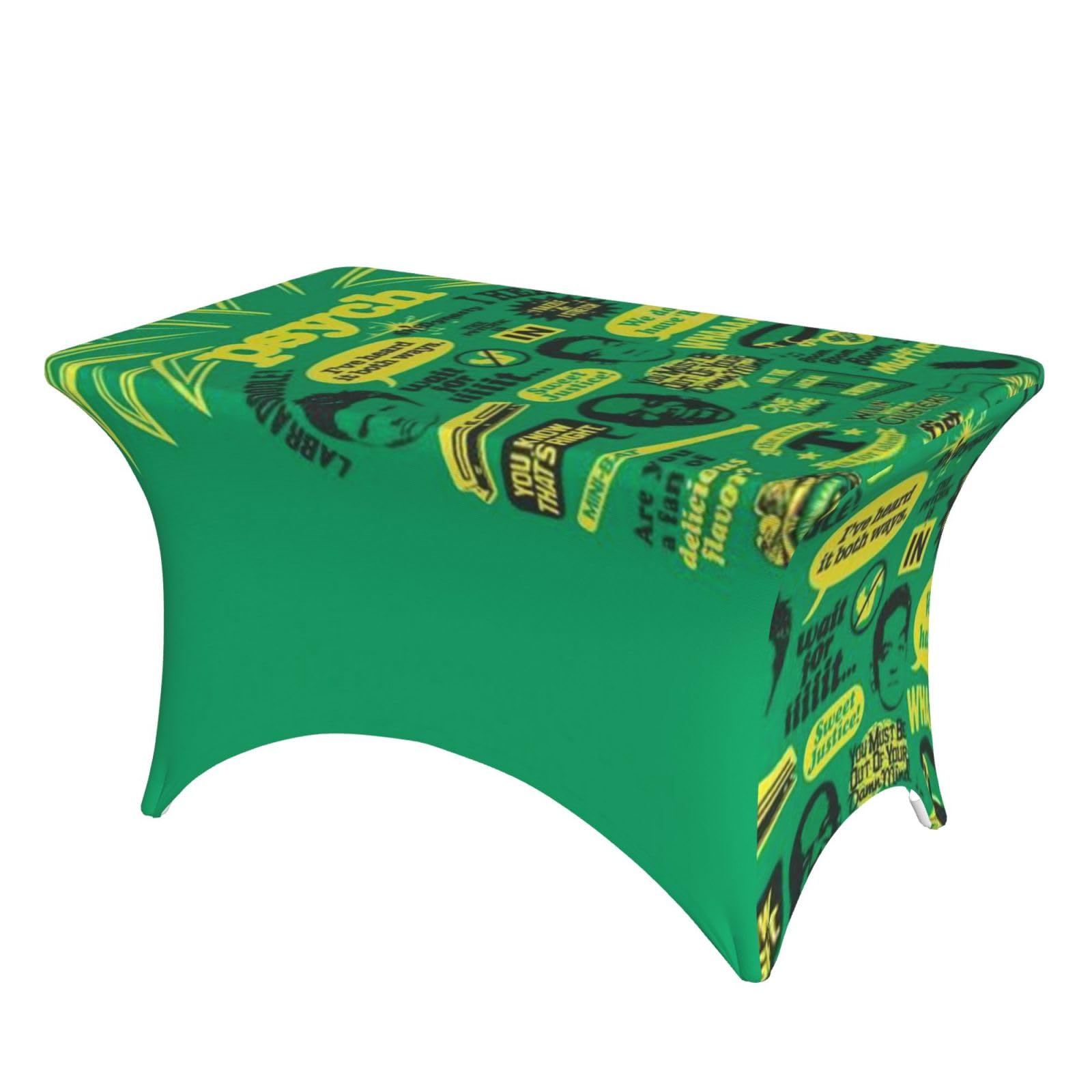 DCEHGEW 4FT Spandex Rectangular Table Cloth, Psych pineapple quote Printed Fitted Elastic Tablecloths Washable Table Cover for Event, Wedding, Banquet & Party