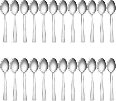Hunnycook 24 Pieces Teaspoons Set- Stainless Steel Tea Spoons Set, Mirror Polished Dessert Spoon Set, Teaspoons for Home, Kitchen or Restaurant, Dishwasher Safe 5.4"/14.5cm
