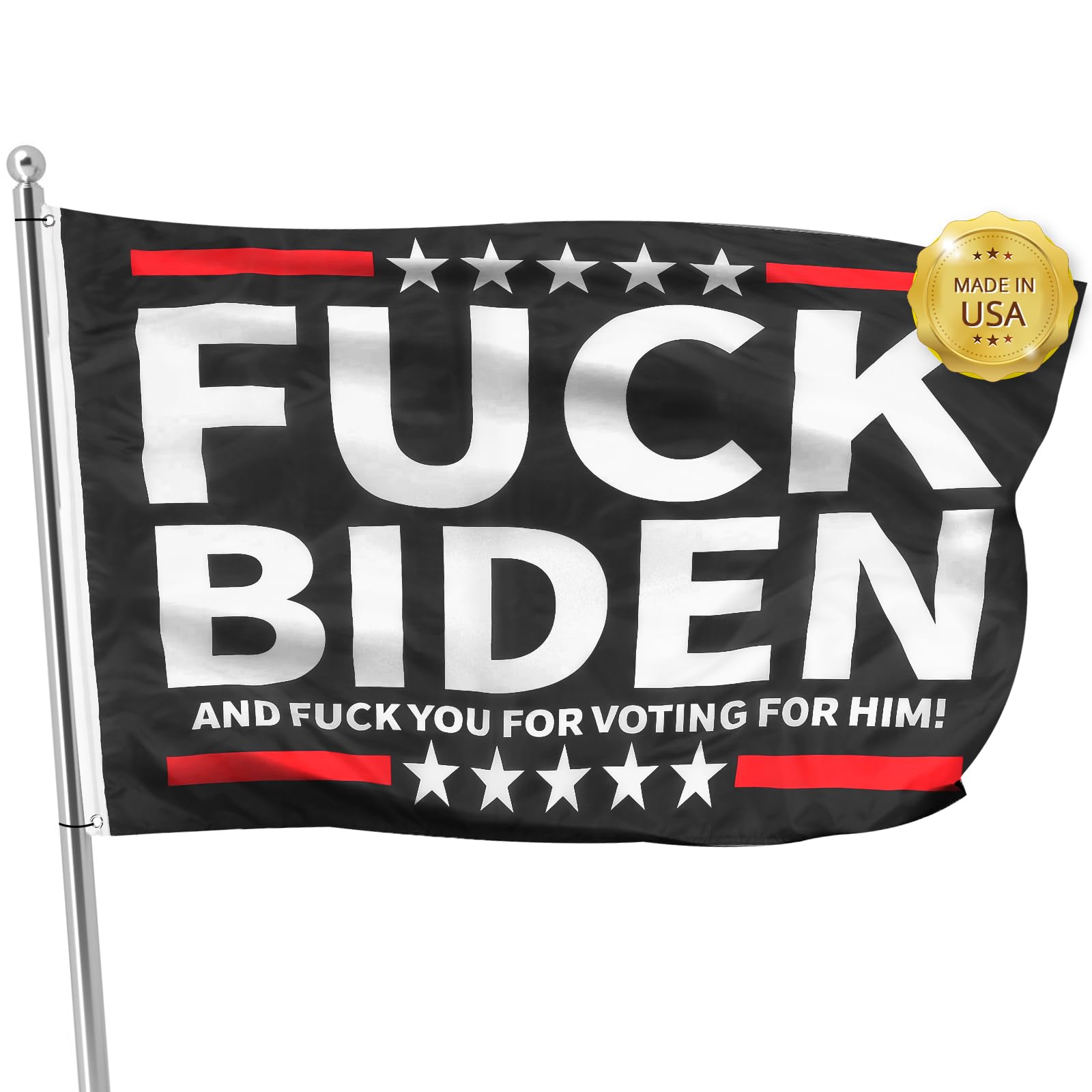 2024 Flag for Fuck Biden, 3x5 Ft FK Biden Polyester Banner with Brass Grommets Outdoor, Decoration Premium Presidential Election Banner 100D Polyester, UV Protection Made in USA