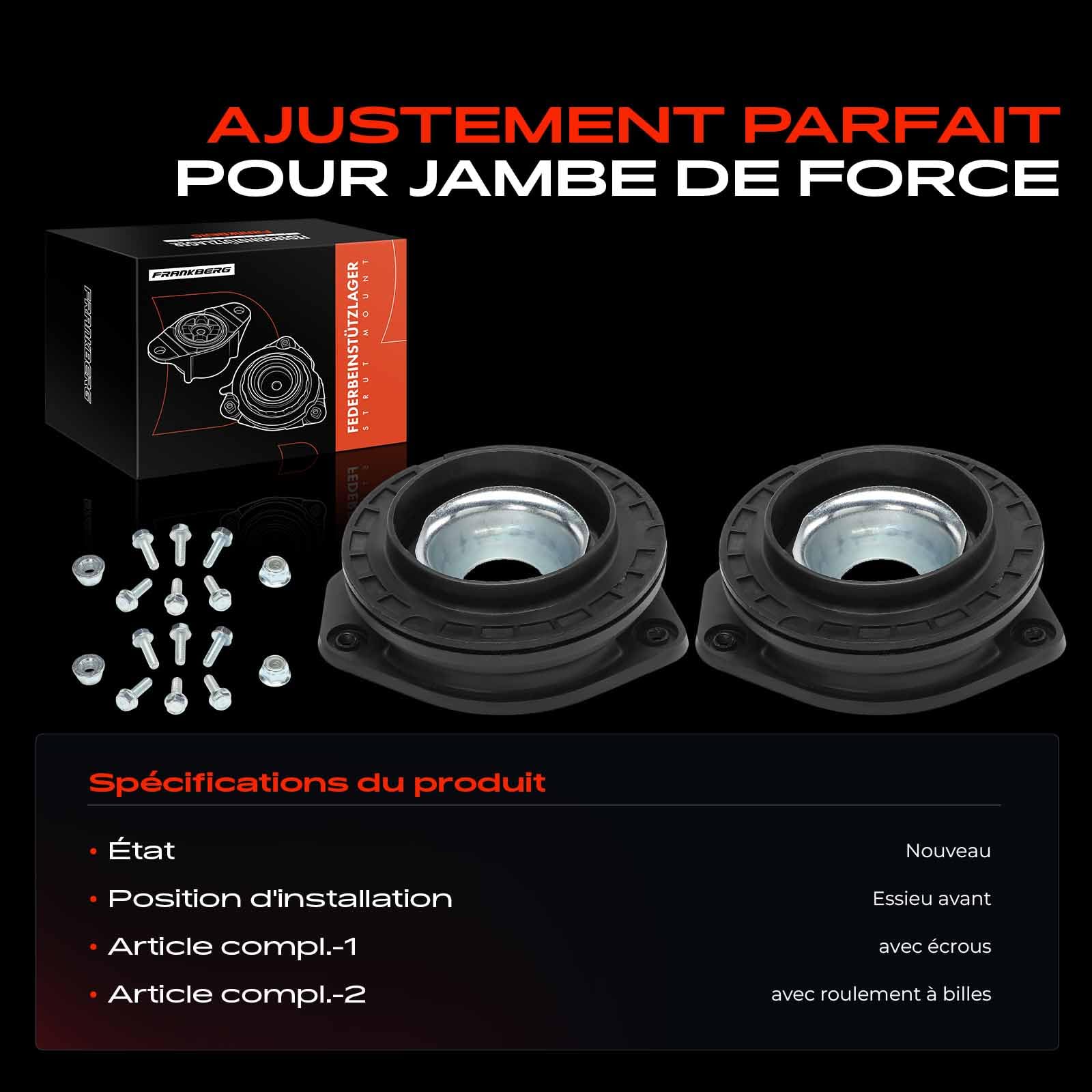 Frankberg 2 supports d'amortisseur avant gauchedroit A4153230220 | Compatible avec: Bus NV250 X61, K.a.n.g.o.o/Grand K.a.n.g.o.o KW0/1, Fourgonnette/monospace Citan W415