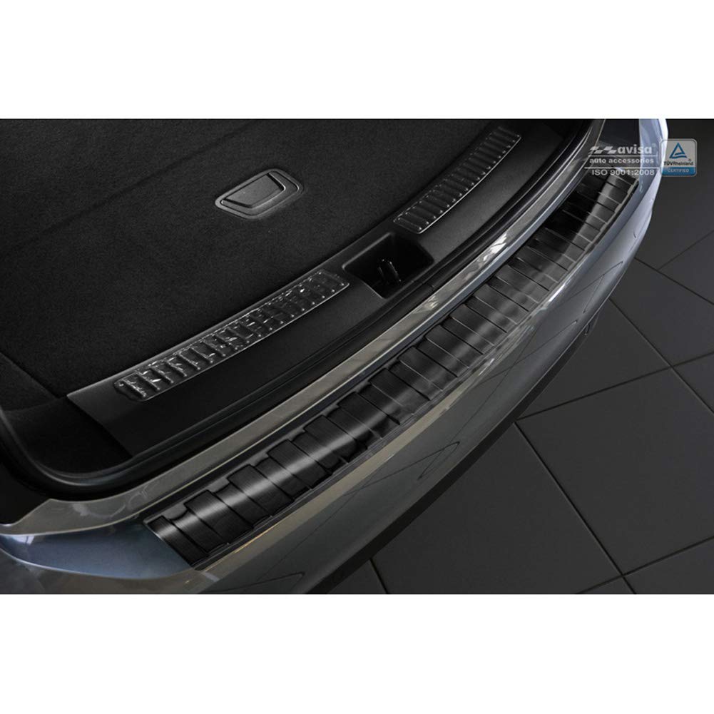 Avisa Schwarz Edelstahl Heckstoßstangenschutz kompatibel mit Opel Insignia B Sportstourer 2017- & FL 2020- 'Ribs'