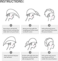 Vista 6 de UNIOND Magic Witch - Toalla de secado de pelo con diseño bohemio, de secado rápido, absorbente, terciopelo coral, gorra de pelo seco con botón fijo