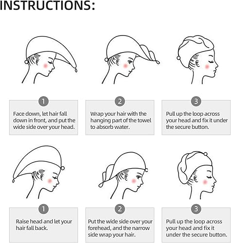 Miniatura 6 de UNIOND Magic Witch - Toalla de secado de pelo con diseño bohemio, de secado rápido, absorbente, terciopelo coral, gorra de pelo seco con botón fijo