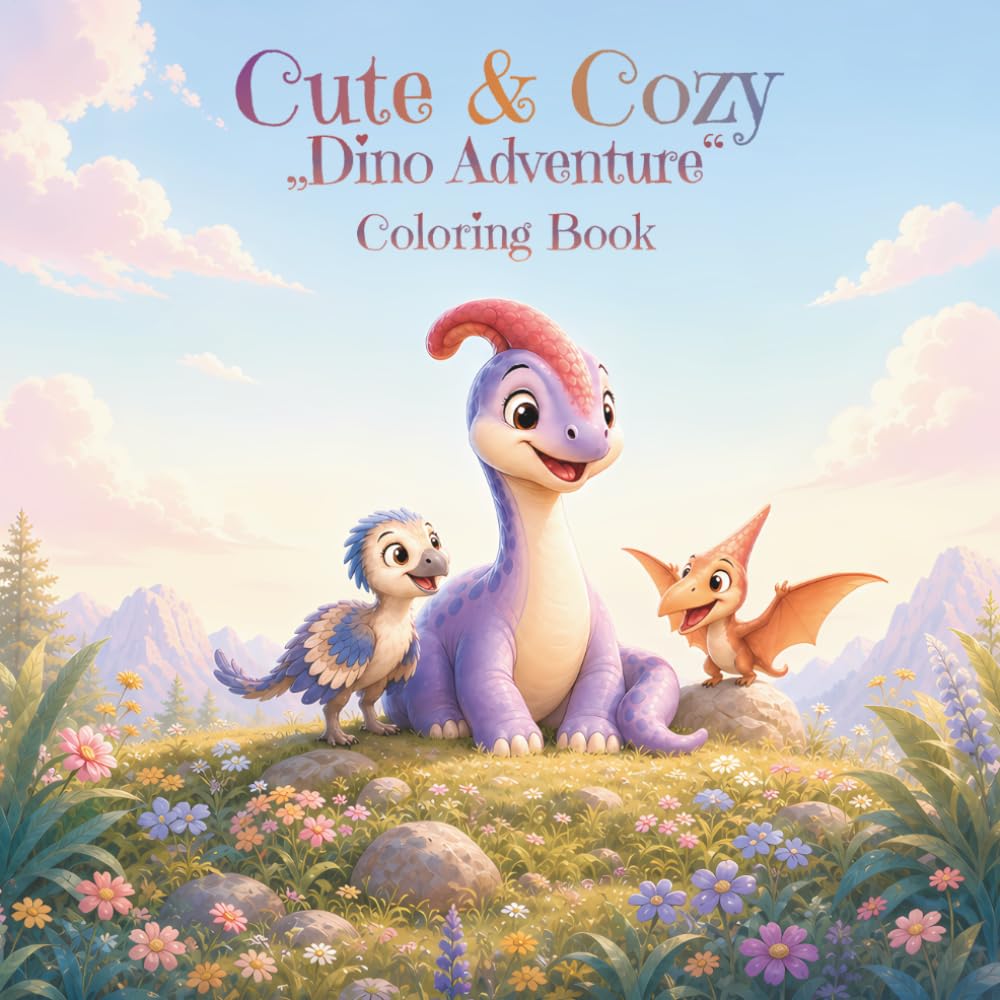 Cute & Cozy Dino Adventure Coloring Book: In the Land of Little Dinos – For Kids (Cute & Cozy Coloring Books)