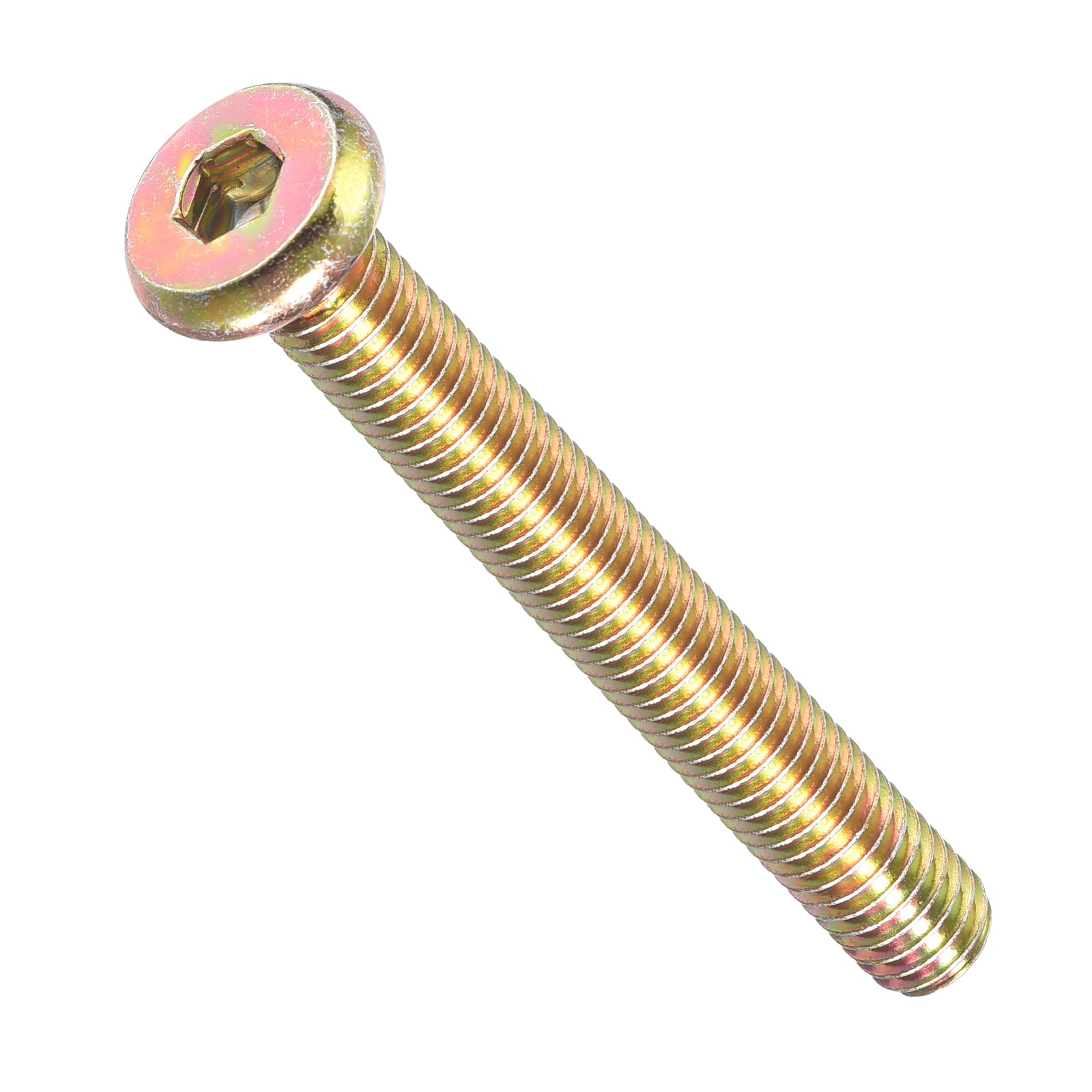METALLIXITY Flat Head Hex Socket Cap Screws Bolts(M6-1x50) 5Pcs, Steel Hex Socket Furniture Bolts Screws - for Furniture Woodworking Project, Yellow โ image 1