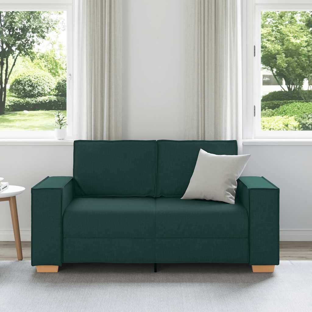 Sofa 2-osobowa, ciemnozielona, 160 x 78 x 84 cm, materiał z podłokietnikami i miejscem do przechowywania, do salonu, pokoju gościnnego, lounge, tapicerowanej ławki, kanapy, szezlongu, skrzyni