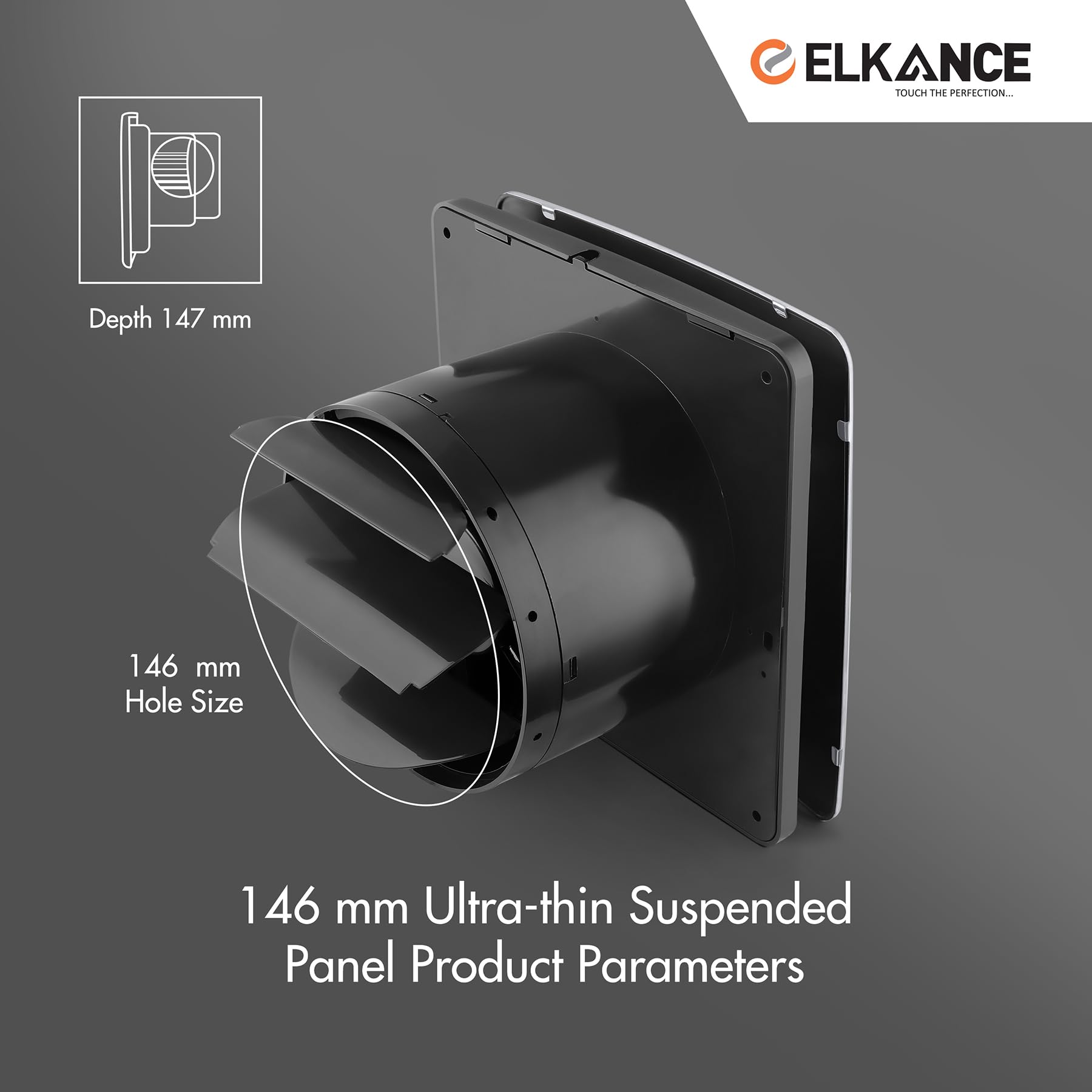 ELKANCE Canon Metal 150mm (6 Inches) Axial Exhaust Fan | BLDC Motor | 7W, 2400 RPM | Ideal for Modern Kitchen, Bathroom & Office | ABS PP Plastic Body | Premium Stainless Steel Front Panel | (Silver) 3