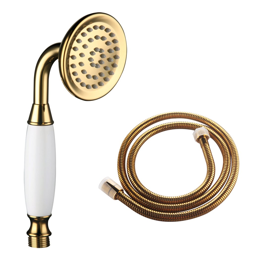 Skybath Gold Brass Shower Head Traditional Handheld Shower Sprayer And 59 Inch Hose