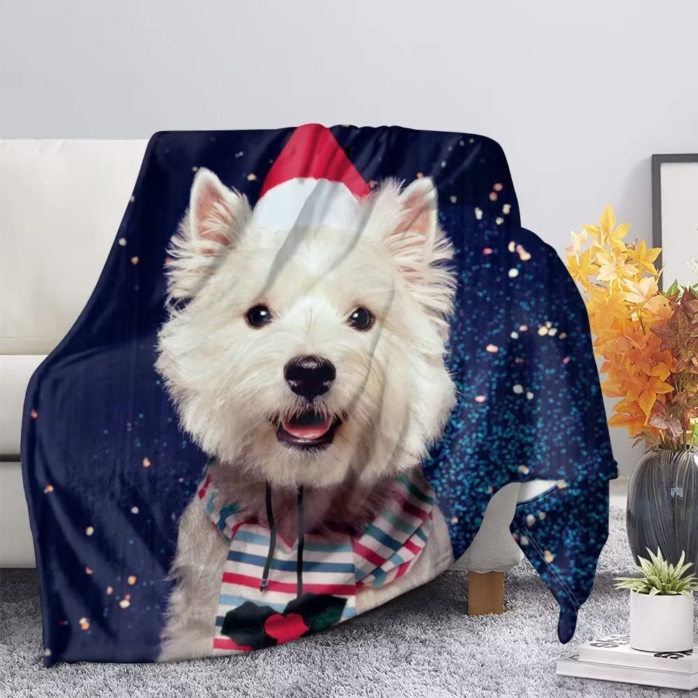 POLERO Couverture Yorkie pour Noël - Couverture de Noël mignonne pour les amoureux des chiens - Couverture légère - Taille 2XL