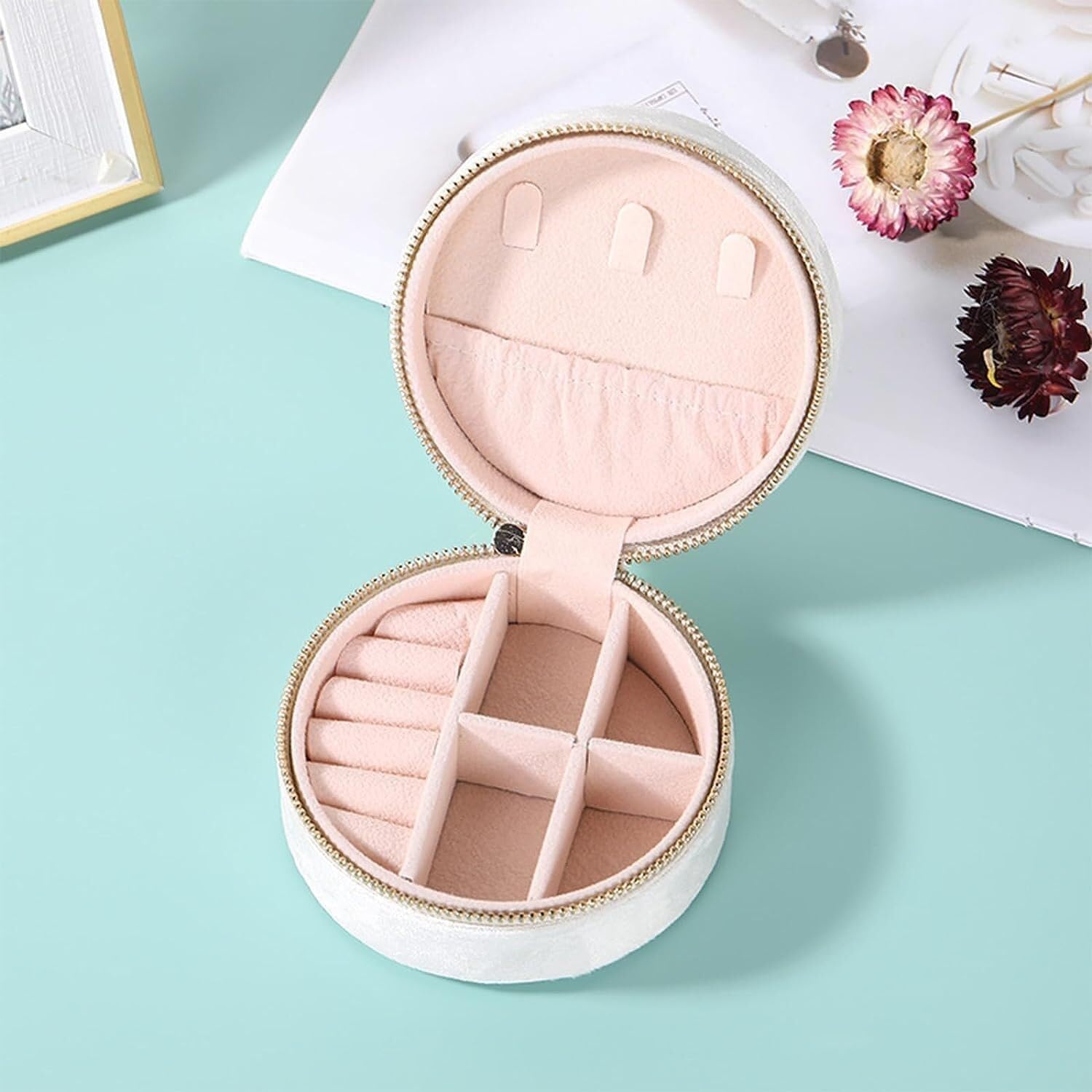 Boîte à bijoux en velours, organisateur de rangement tendance pour femmes