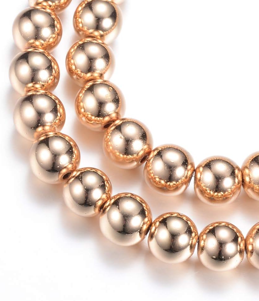 Cheriswelry 67pcs/Strand 6mm Round Non-Magnetic Synthetic Hematite Beads Golden Plated Tiny Loose Ball Beads Spacer for DIY Bracelet Necklace Jewelry Making Supplies image 3