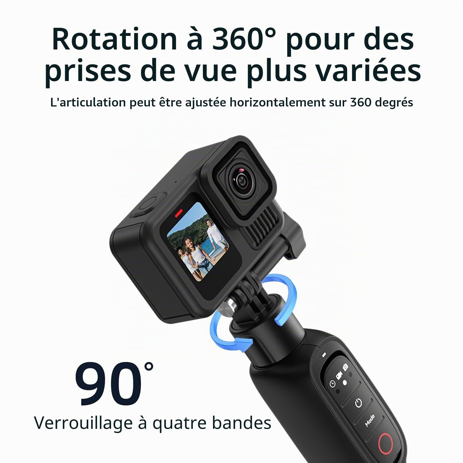 TELESIN° Trépied d'extension Rechargeable pour Perche à Selfie avec Batterie 5000 mAh et télécommande pour GoPro Max Hero 13 12 11 10 9, trépied de Batterie de Grande capacité pour Go Pro
