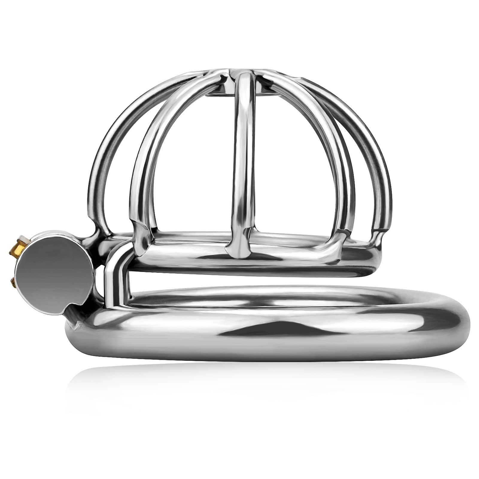 Roluck acciaio inox cintura di castità per gli uomini metallo castità gabbia del pene con blocco bloccato pene esercizio Bondage argento (4cm)