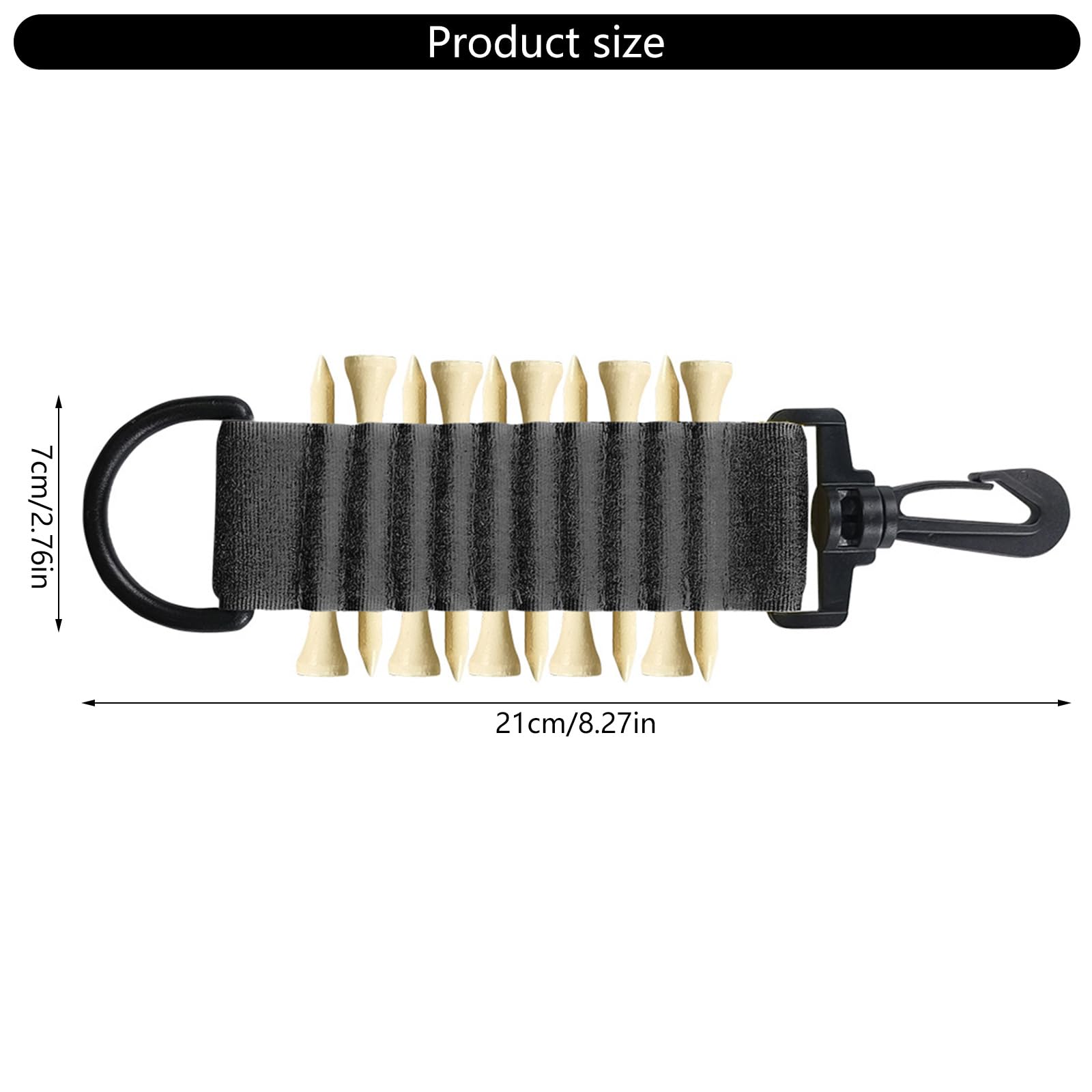 Support de tees de golf avec crochet porte-clés pour gants de golf autocollants, support de transport pour 10 tees de golf