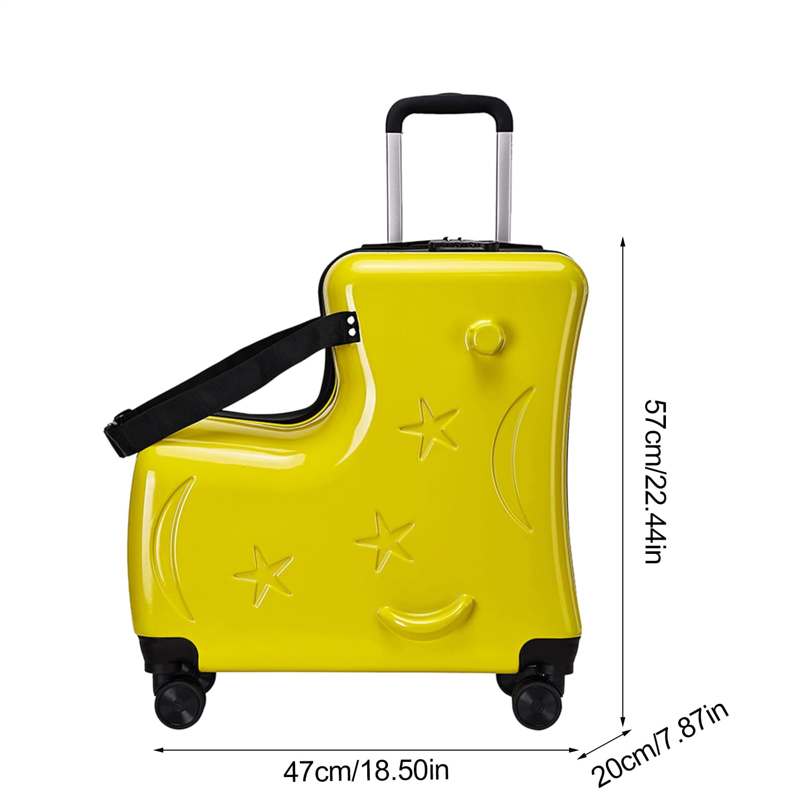 Bagaglio da viaggio per bambine, con chiusura sicura, da 50,8 cm, con ruote lisce, per ragazzi e ragazze, borsa leggera per le vacanze per avventure aeroportuali, Giallo, 18.5x7.87x22.44 inches